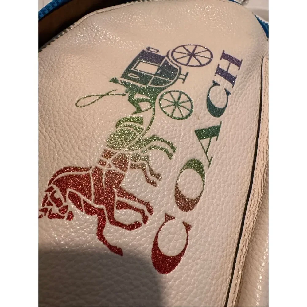 Coach rainbow pride white  leather medium Charlie rucksack backpack bag